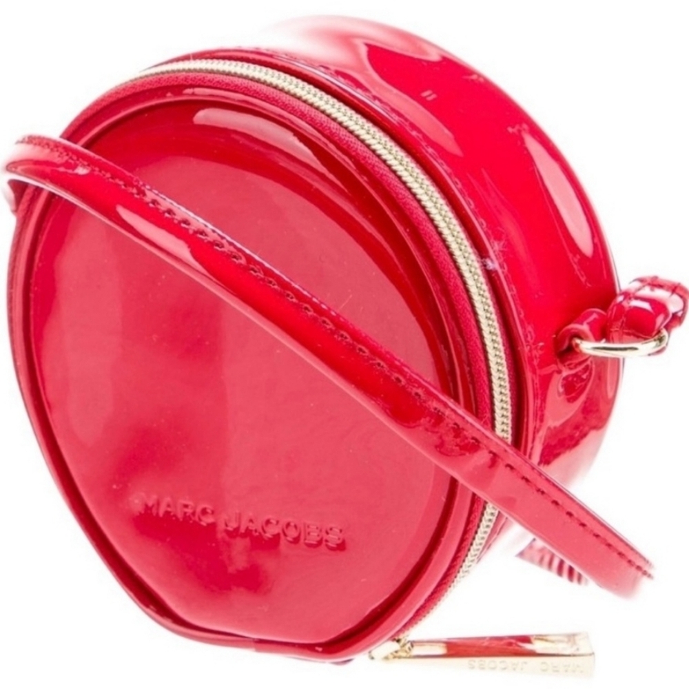 Marc Jacobs Mini 4" Red Patent Leather Crossbody Round Circle Canteen Bag - Picture 6 of 7